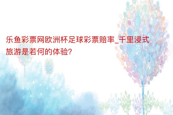 乐鱼彩票网欧洲杯足球彩票赔率_千里浸式旅游是若何的体验？